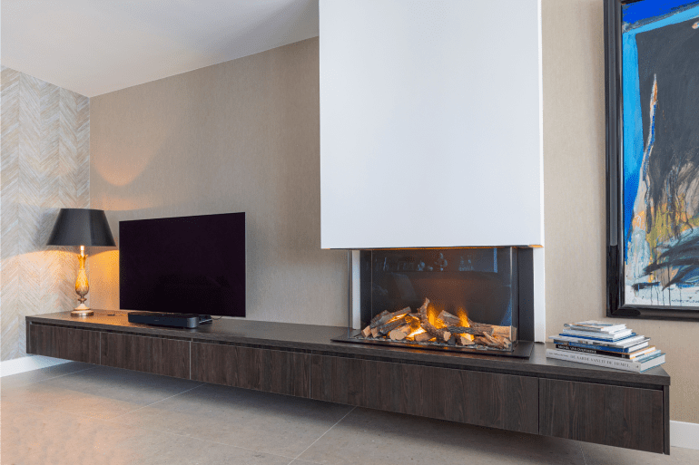Elektrische haard met haardmeubel