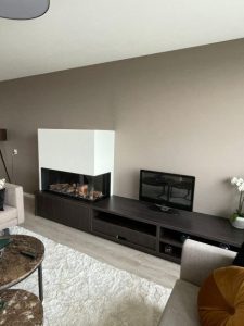 3D impressie haard met haardmeubel
