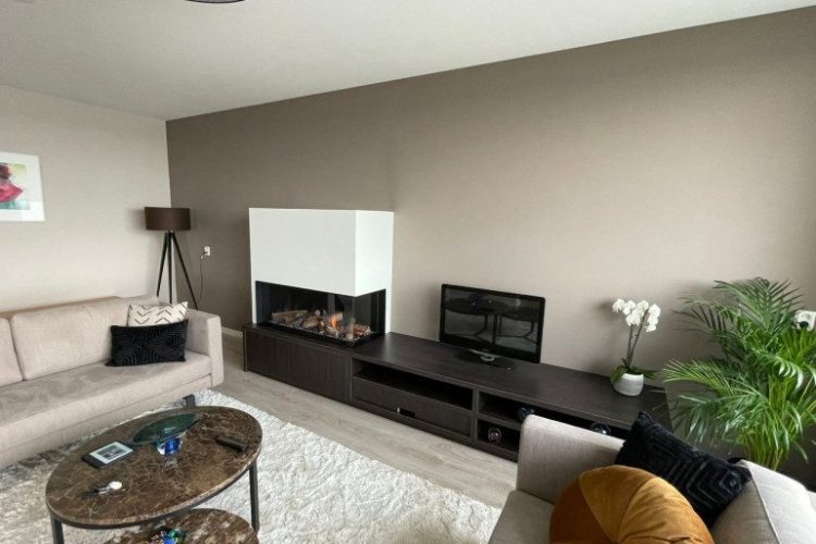 3D impressie haard met haardmeubel